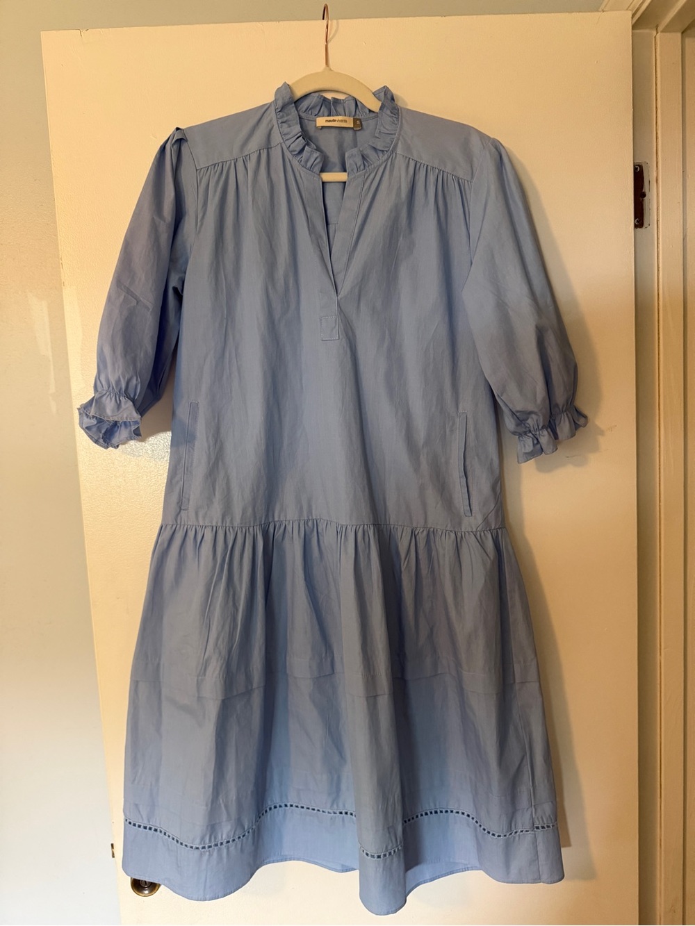 Maude Vivante Light Blue Ruffle Tiered Dress, Size S
